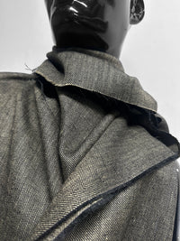 Classic Italian Silk Linen Virgin Wool Twill Suiting - Khaki Black