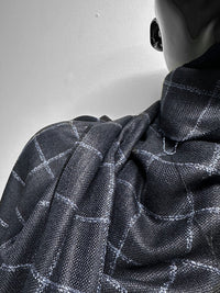 Classic Italian Check Silk Linen Virgin Wool Suiting - Navy