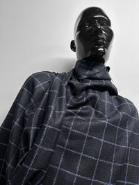 Classic Italian Check Silk Linen Virgin Wool Suiting - Navy