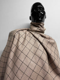 Classic Italian Check Silk Linen Virgin Wool Suiting - Pink, Tan