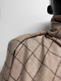 Classic Italian Check Silk Linen Virgin Wool Suiting - Pink, Tan