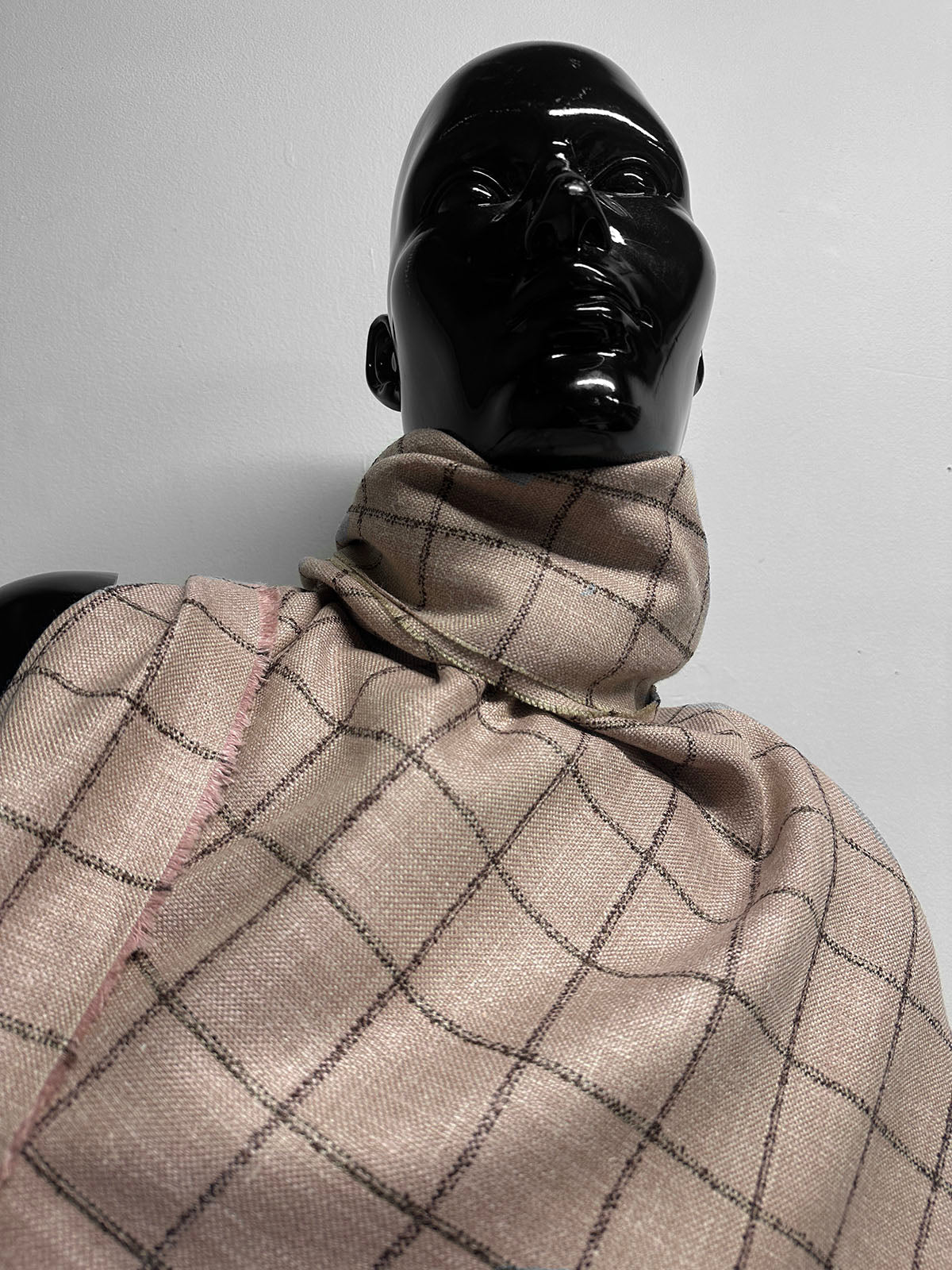 Classic Italian Check Silk Linen Virgin Wool Suiting - Pink, Tan