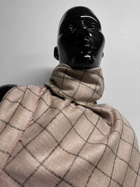 Classic Italian Check Silk Linen Virgin Wool Suiting - Pink, Tan