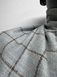 Classic Italian Check Silk Linen Virgin Wool Suiting - Blue, Tan