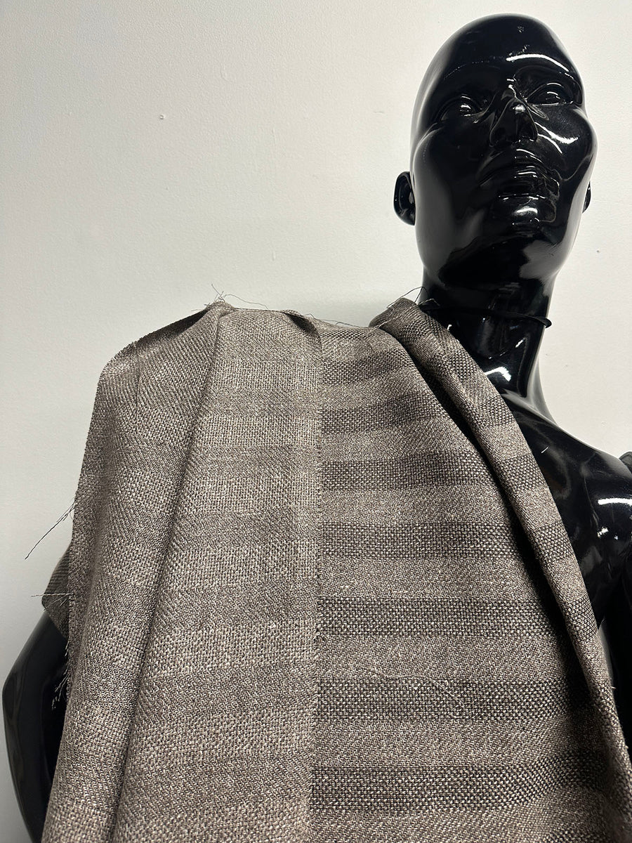 BC Chambray Linen Textured Weave Stripe Brown S8