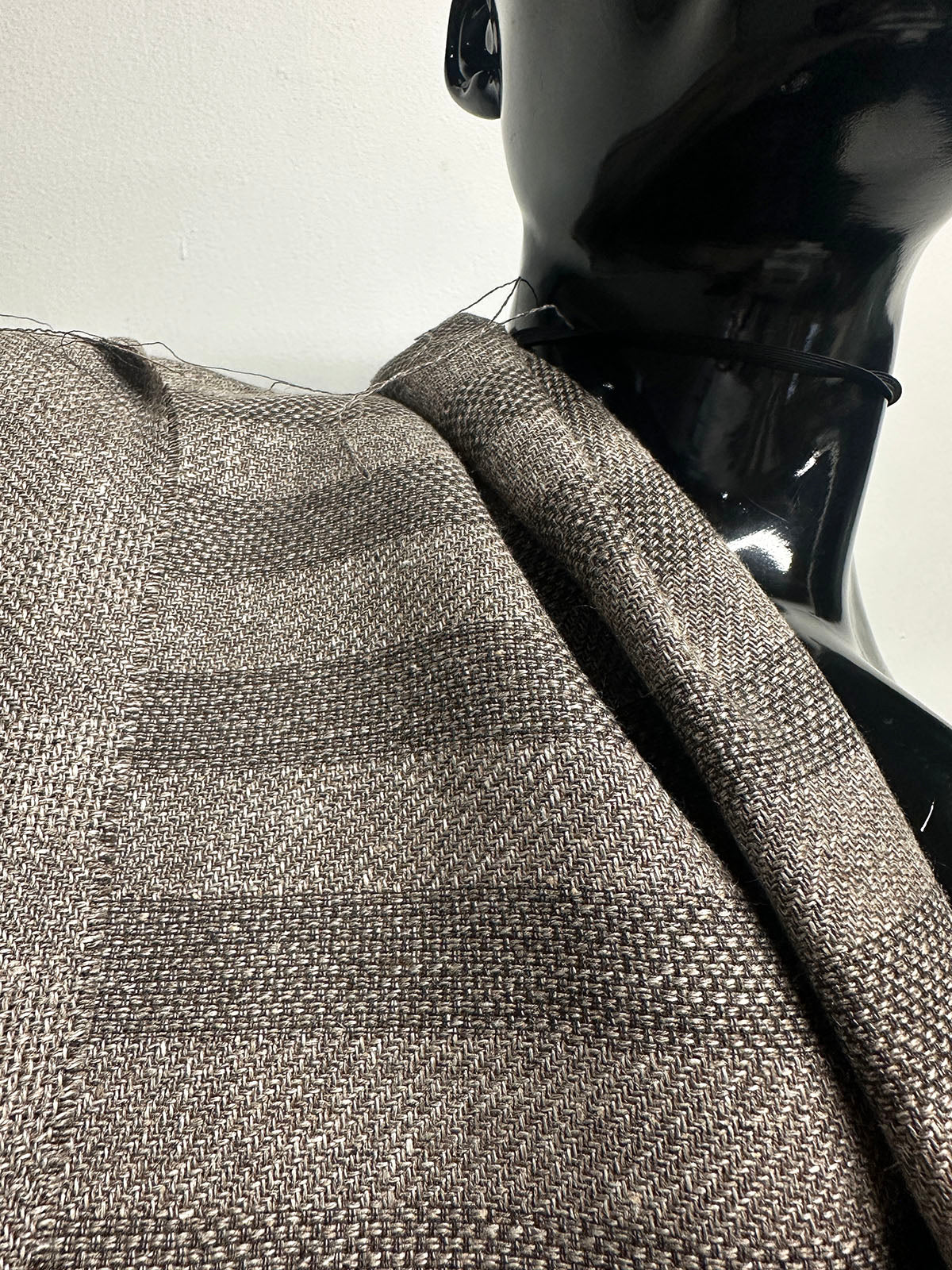 BC Chambray Linen Textured Weave Stripe Brown S8