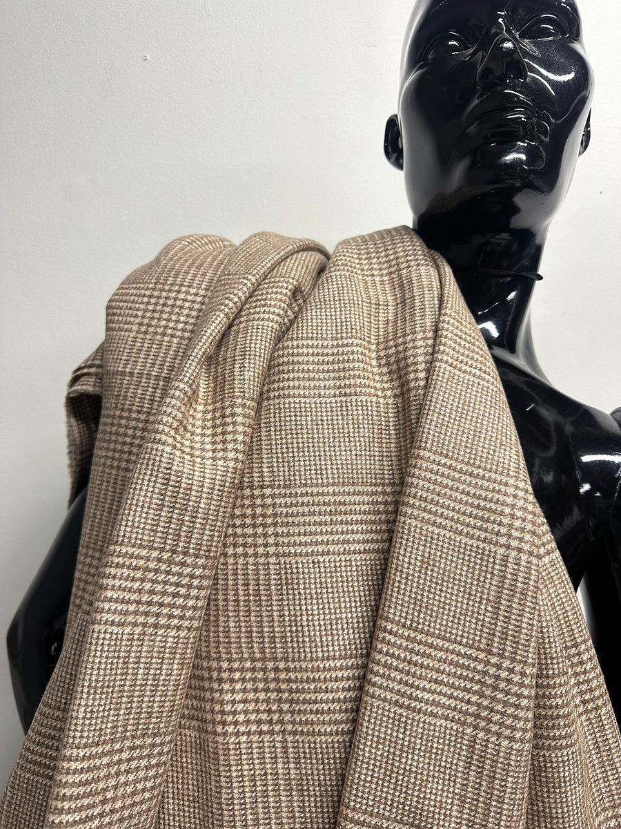 BC Lanificio Egidio Ferla Camel Tan Melange Houndstooth Woolen S9