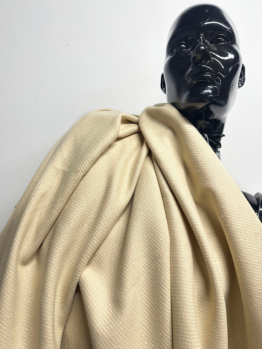 BC Warm Ivory Wool Flannel Coating Diagonal Weave S10