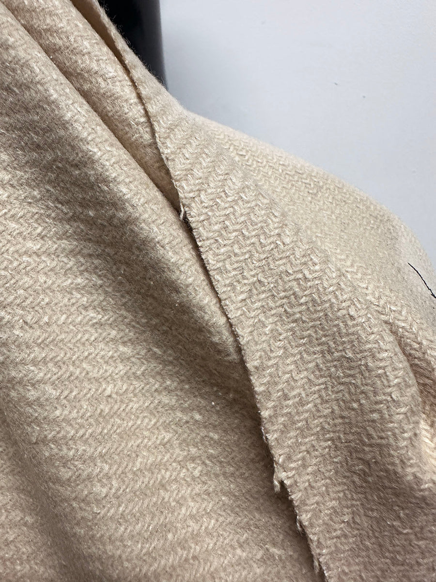 BC Warm Ivory Wool Flannel Coating Diagonal Weave S10