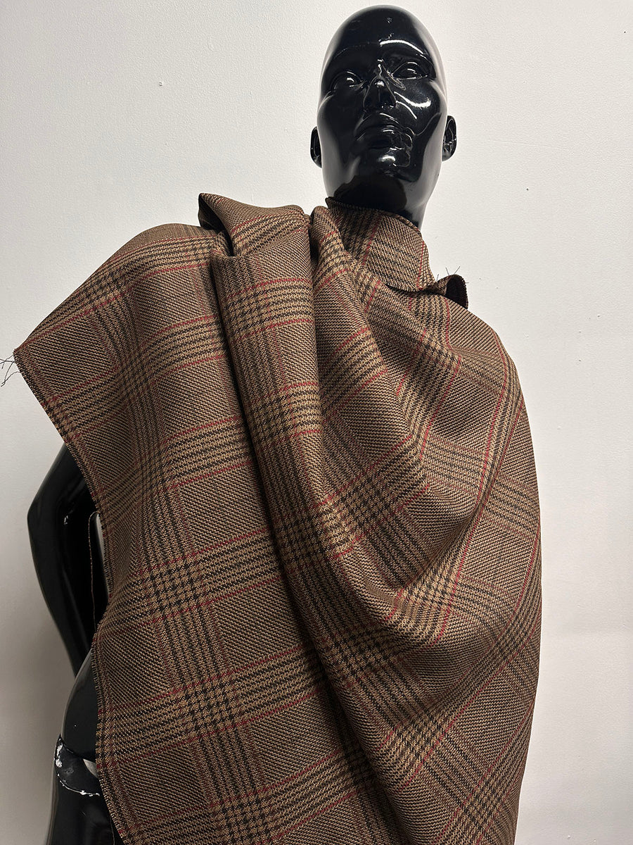 BC Brown Cranberry Glenplaid Suiting S30