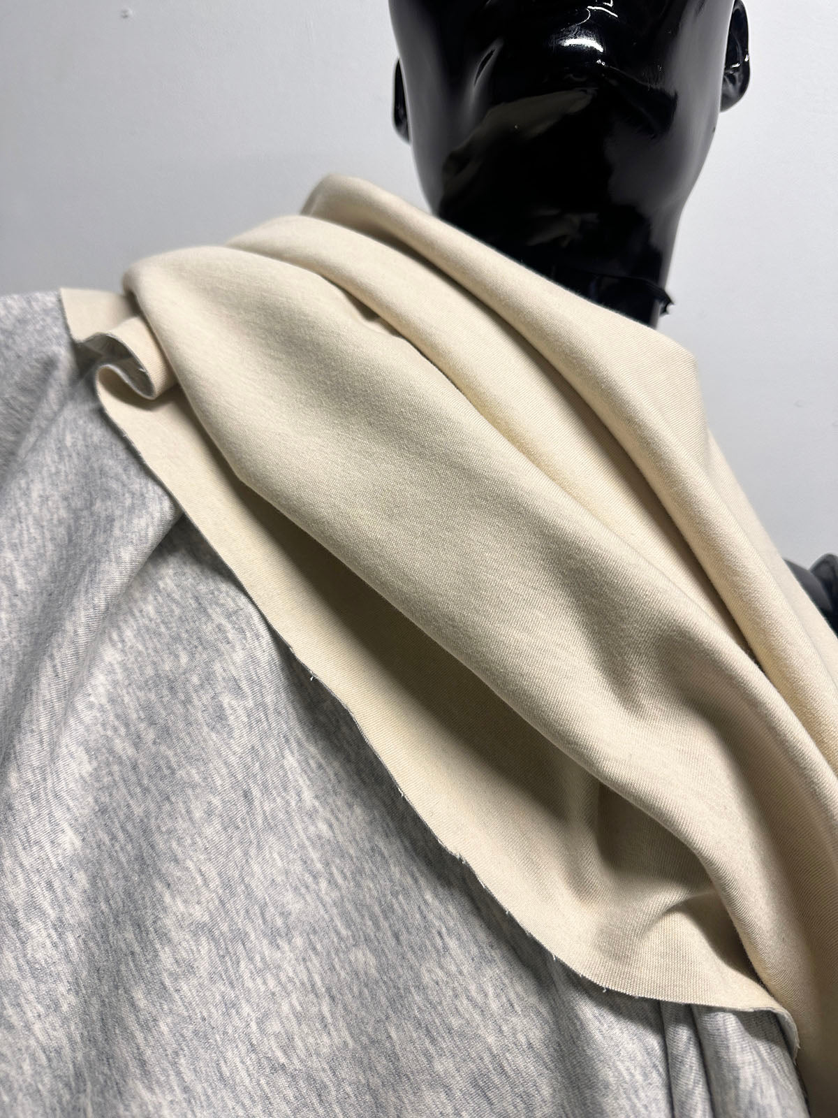 Premium Double Faced Knit Cotton Grey Ivory