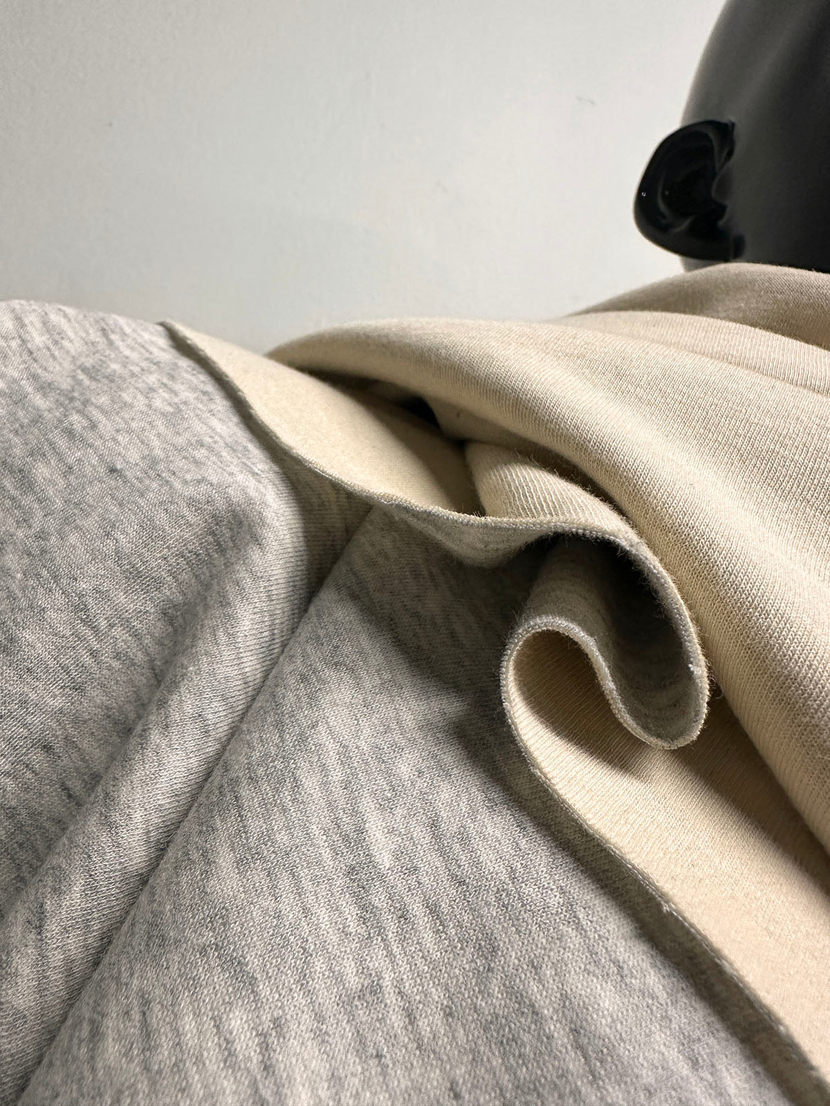 Premium Double Faced Knit Cotton Grey Ivory