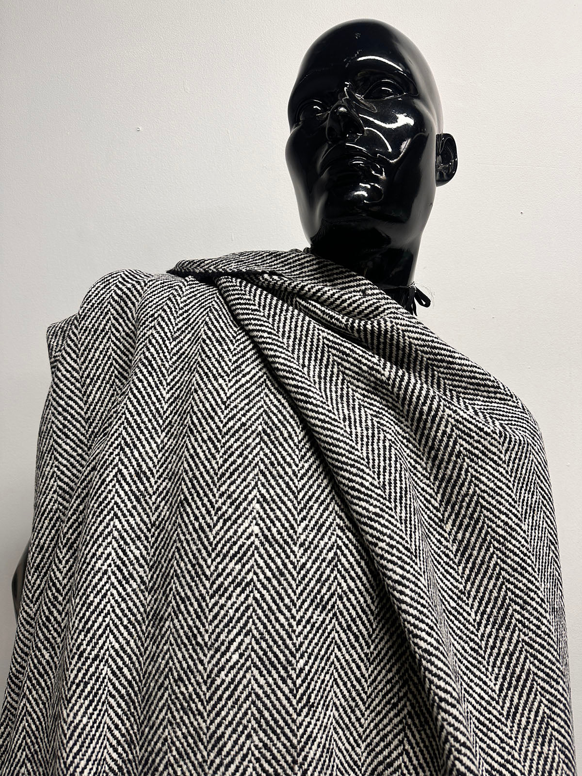 3 Yards BC Herringbone Luxury Wool Coating - Black S45