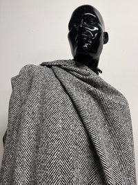 3 Yards BC Herringbone Luxury Wool Coating - Black S45