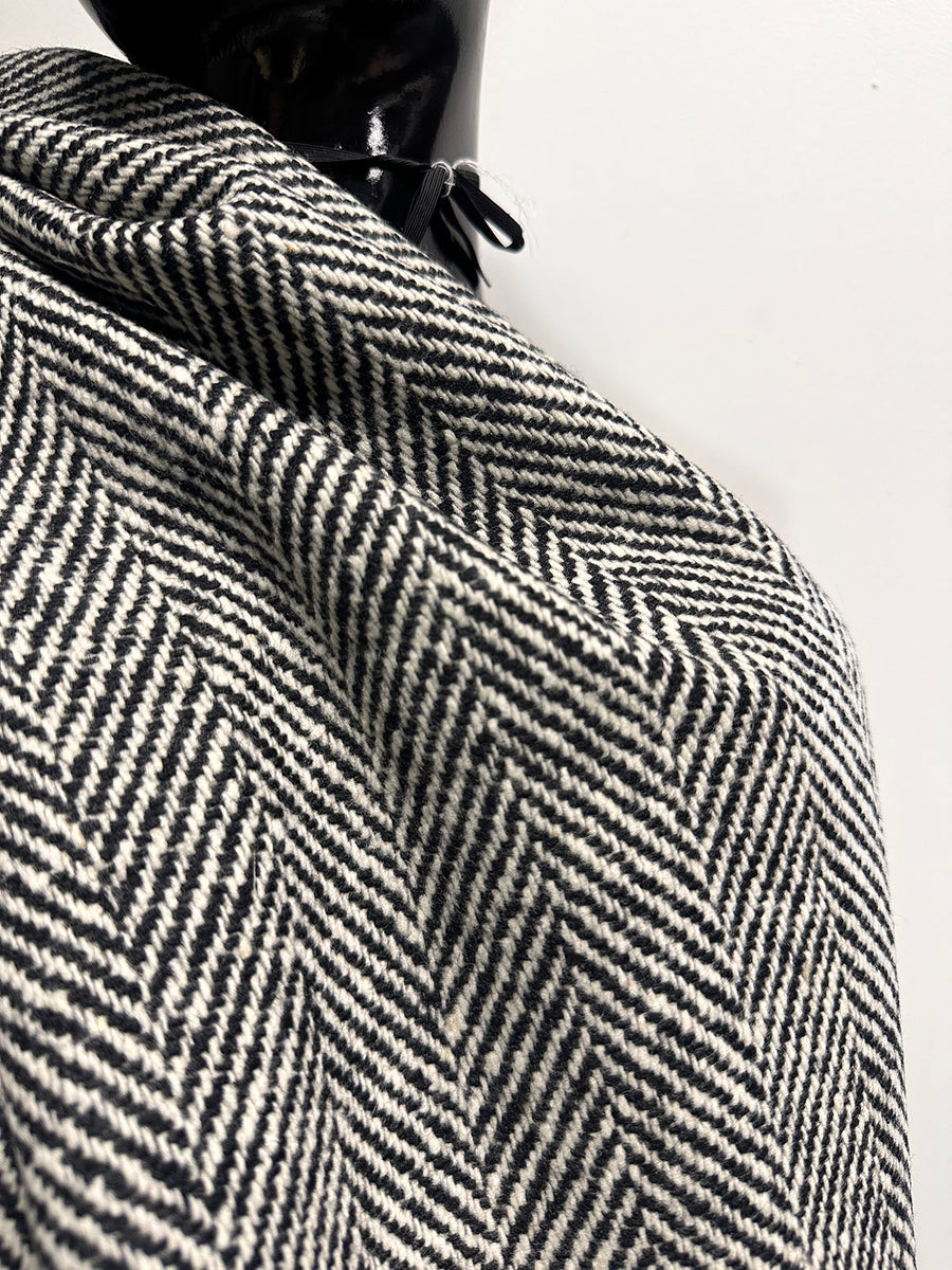 3 Yards BC Herringbone Luxury Wool Coating - Black S45