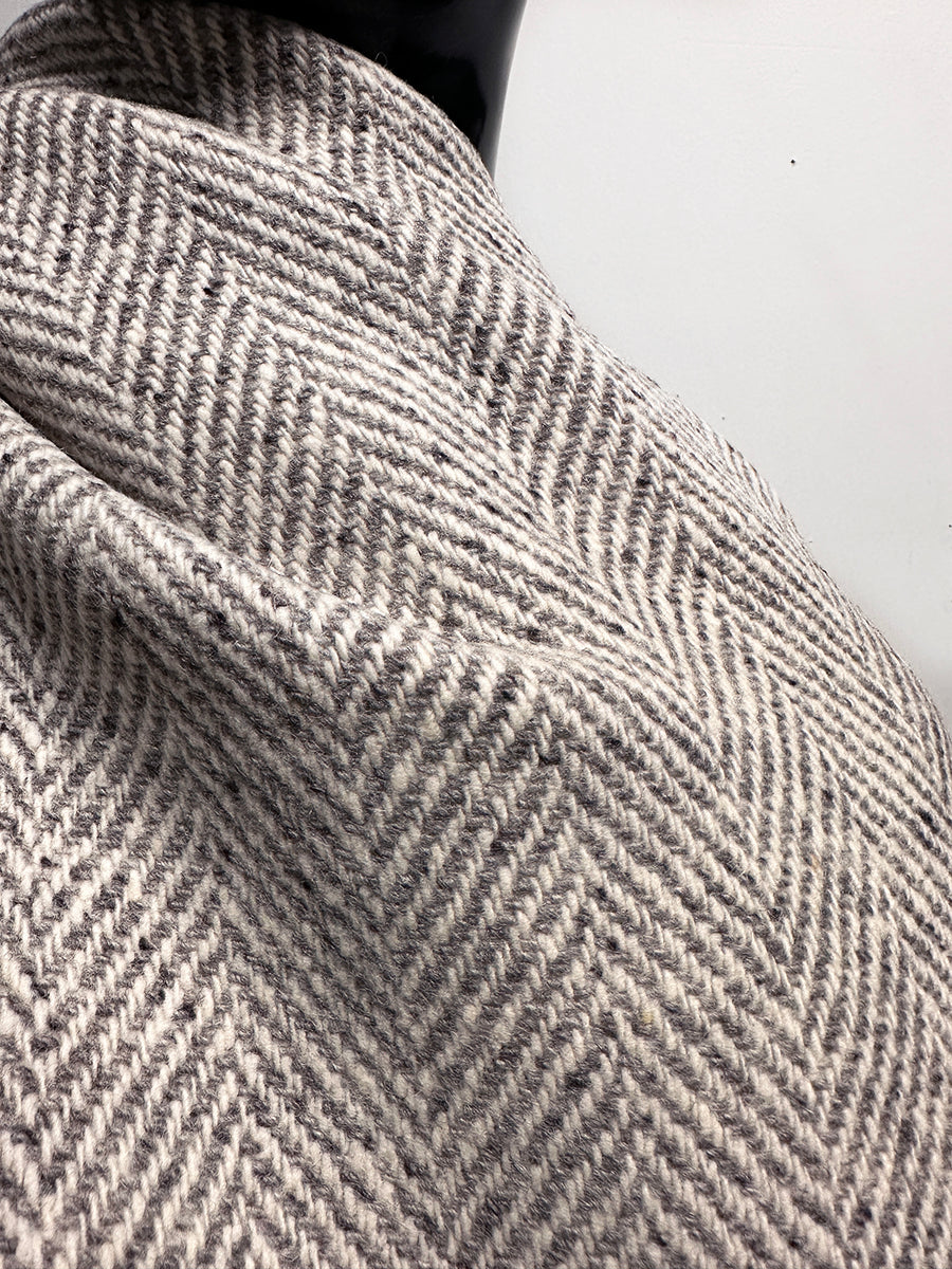 3 5/8 Yards BC Herringbone Luxury Wool Coating - Grey