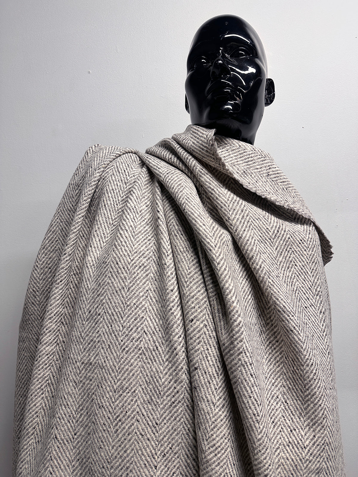 3 5/8 Yards BC Herringbone Luxury Wool Coating - Grey