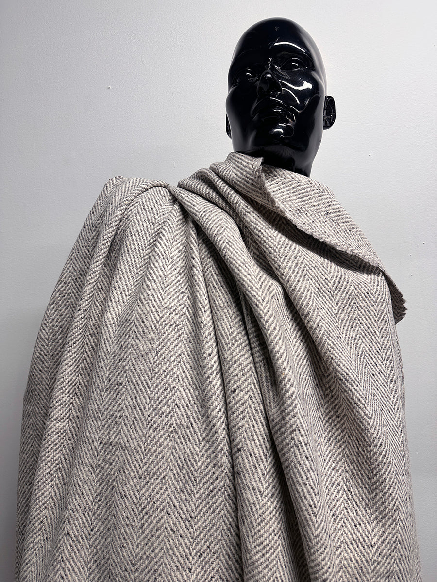 3 5/8 Yards BC Herringbone Luxury Wool Coating - Grey