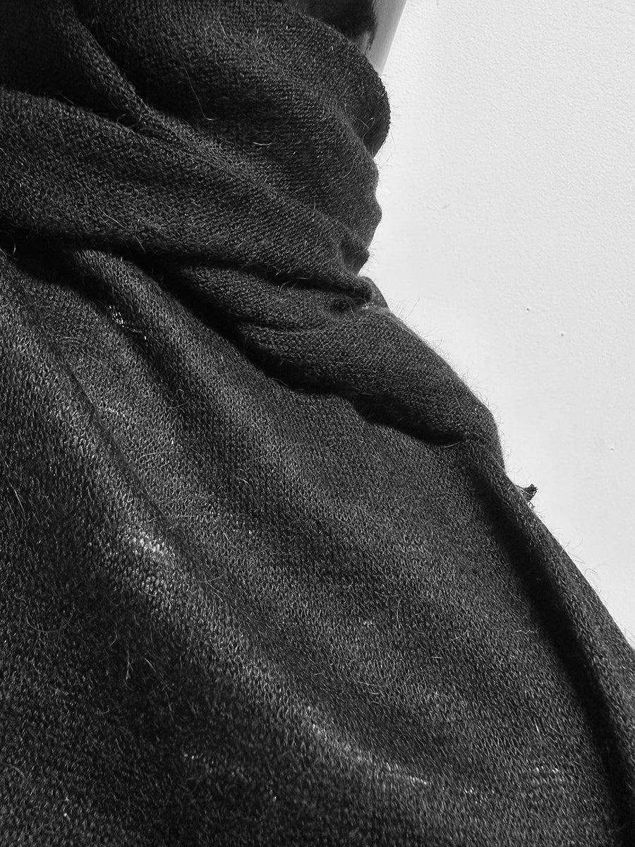 4 Yards BC Black Tissue Wool Mohair Jersey S32