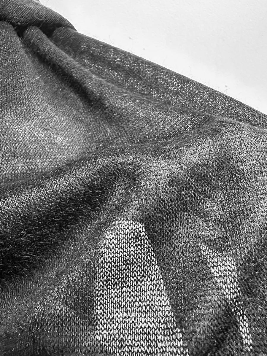 4 Yards BC Black Tissue Wool Mohair Jersey S32