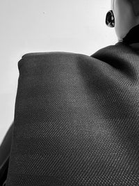 4 Yards Black Linen Textured Woven Stripes - S35