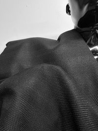 4 Yards Black Linen Textured Woven Stripes - S35