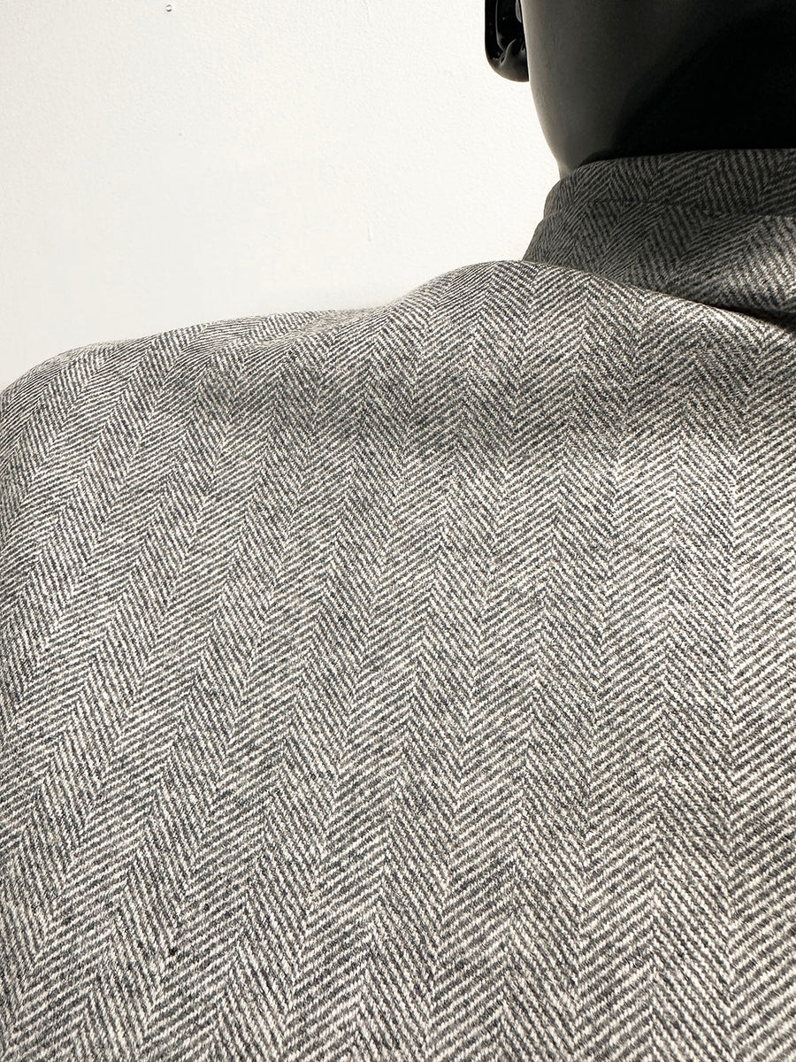 BC Luxury Light Grey Herringbone Woolen S49