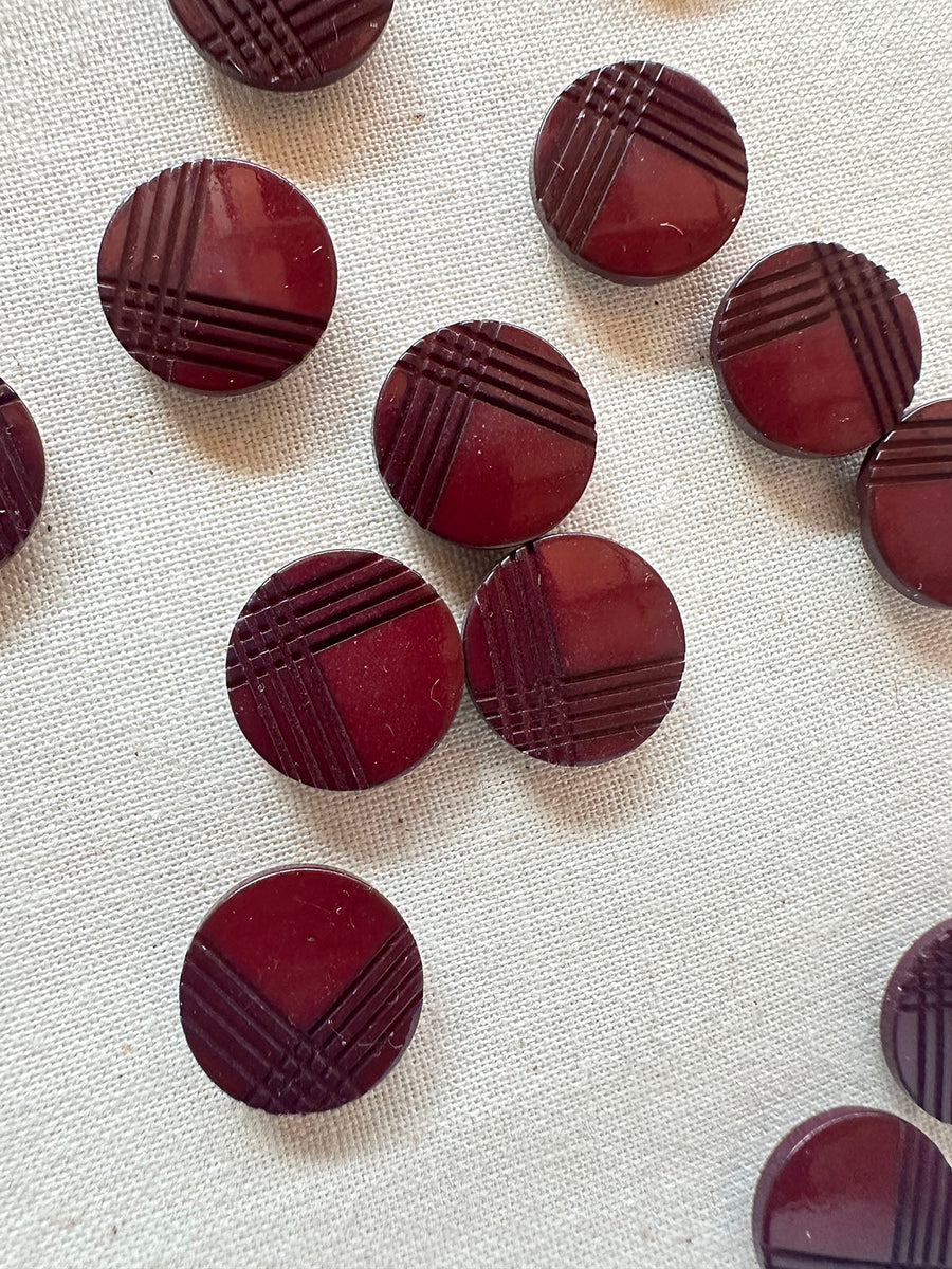 Vintage Italian Caberbet Crosshatch Shirt Button