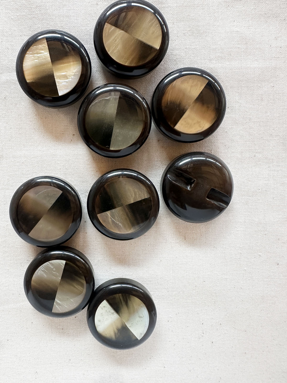 Vintage Italian Deco Shell Disc Coat Buttons