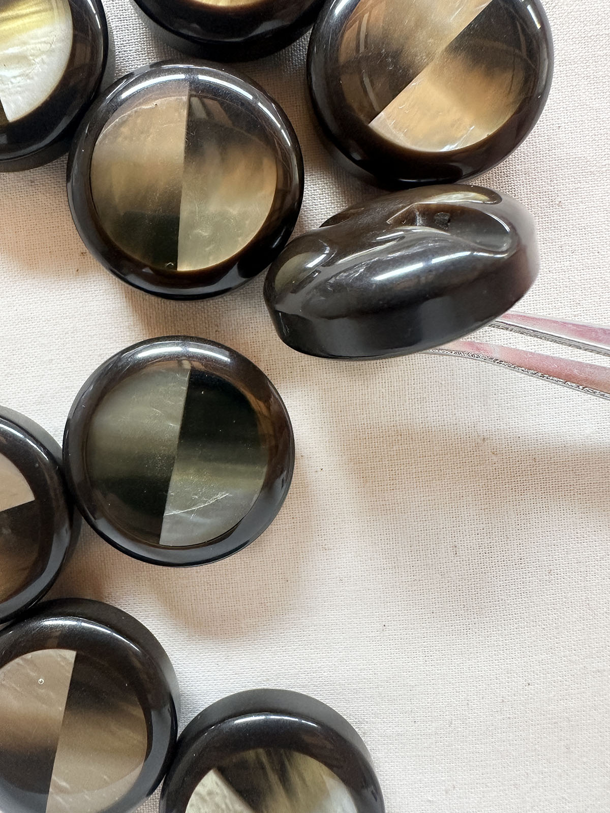 Vintage Italian Deco Shell Disc Coat Buttons