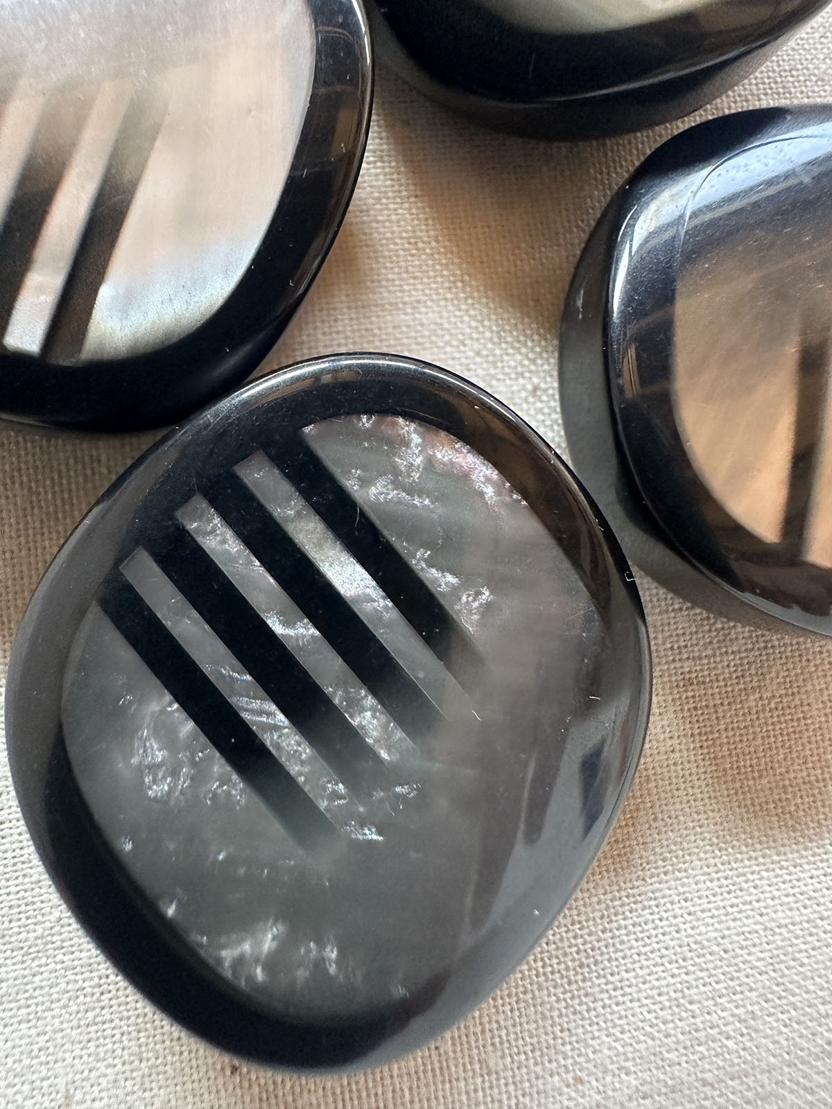 Vintage Italian Inlaid Comb Shape Shell Coat Buttons