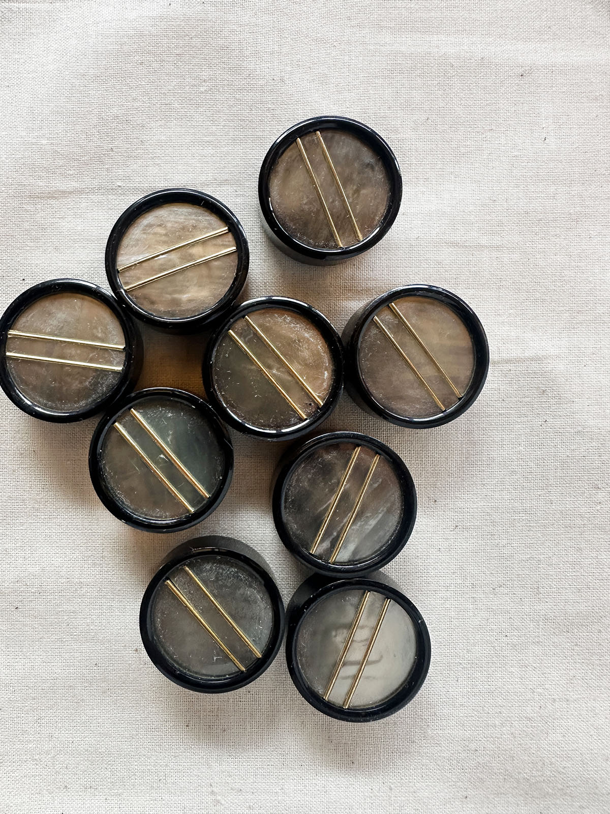 Vintage Italian Deco Shell Brass Buttons