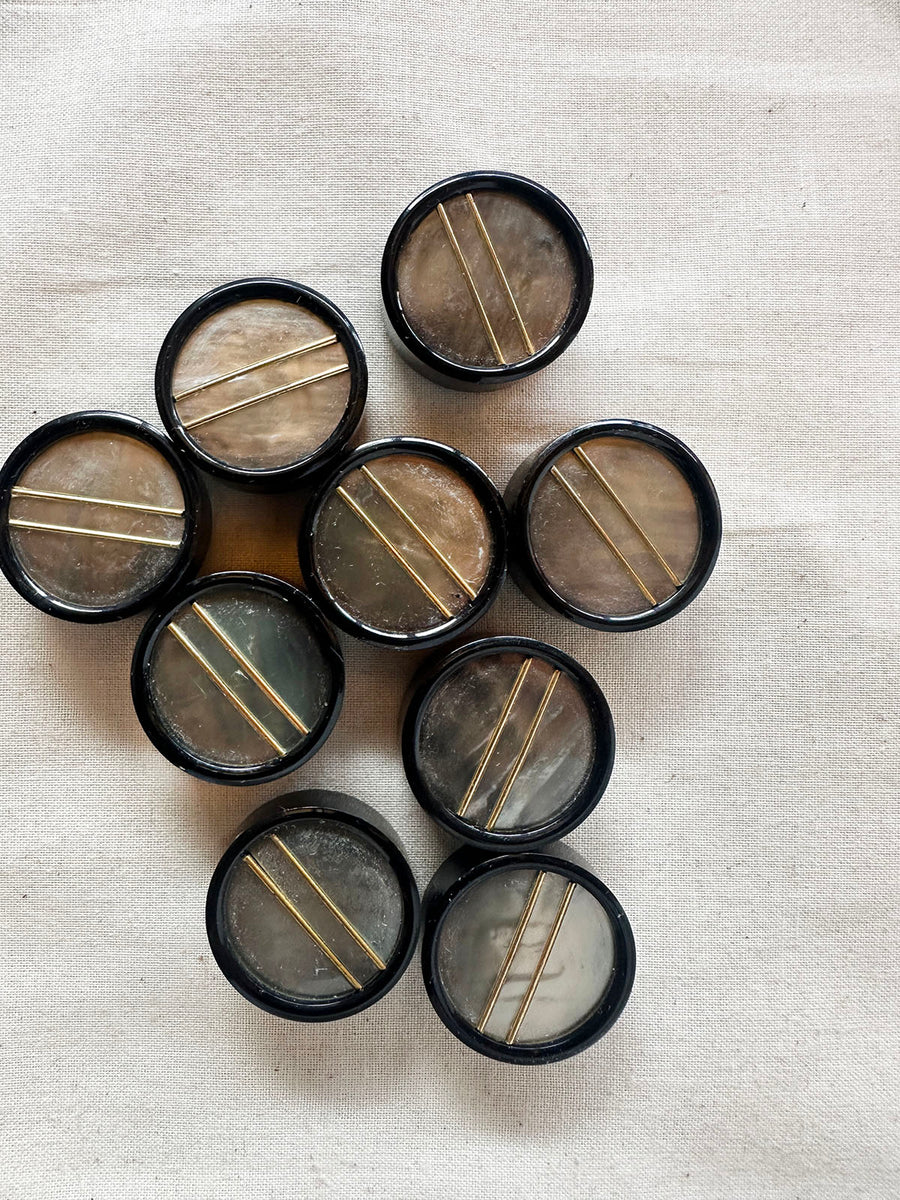 Vintage Italian Deco Shell Brass Buttons