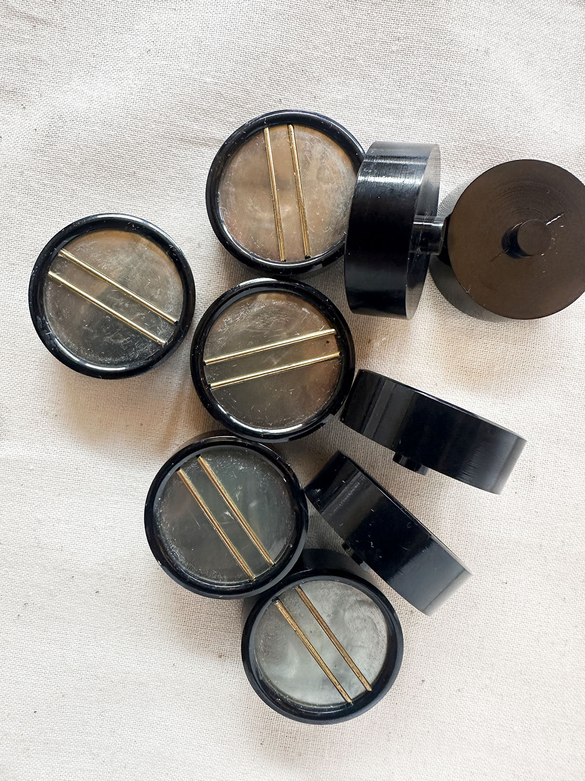 Vintage Italian Deco Shell Brass Buttons