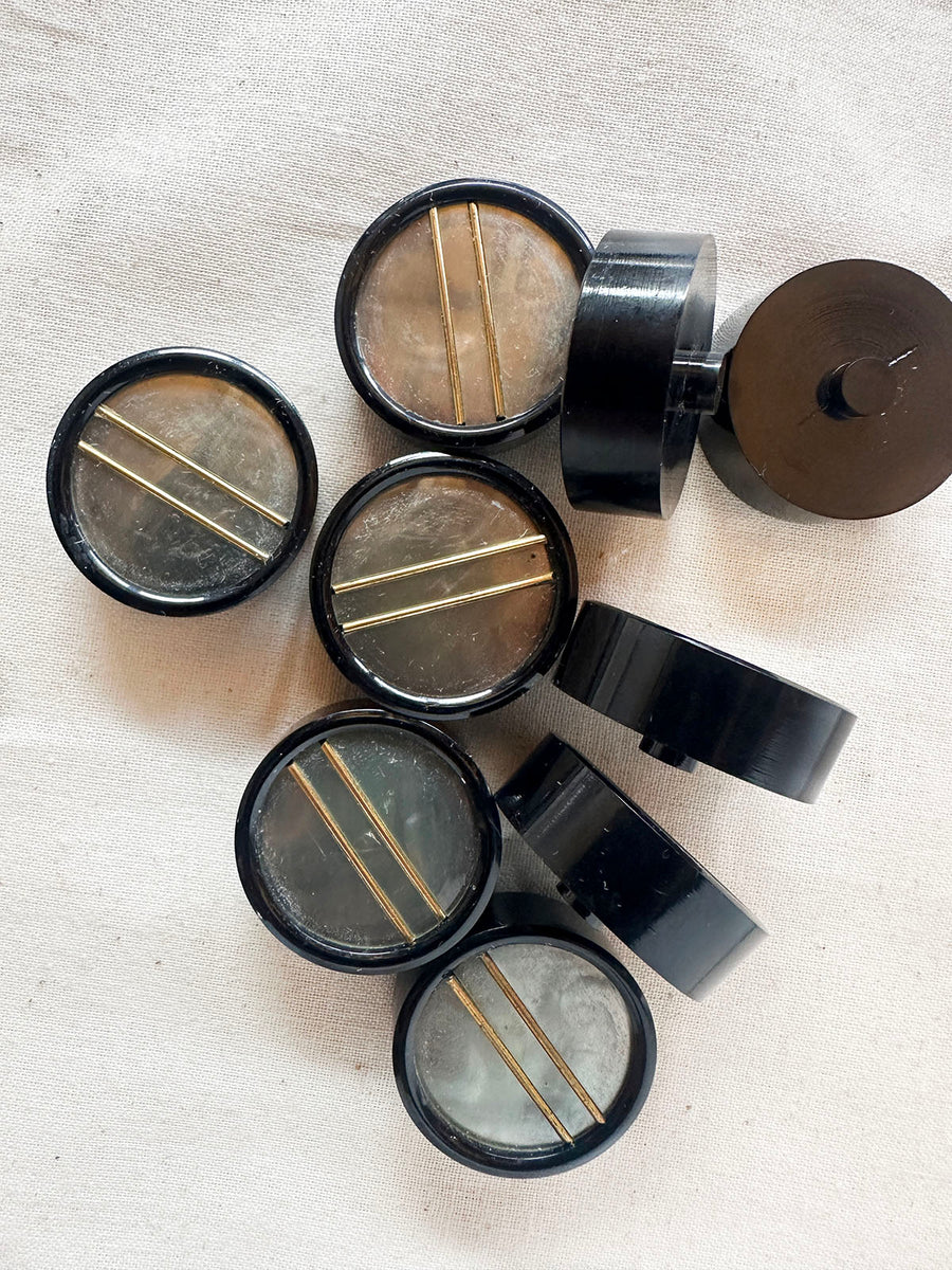 Vintage Italian Deco Shell Brass Buttons