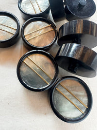 Vintage Italian Deco Shell Brass Buttons