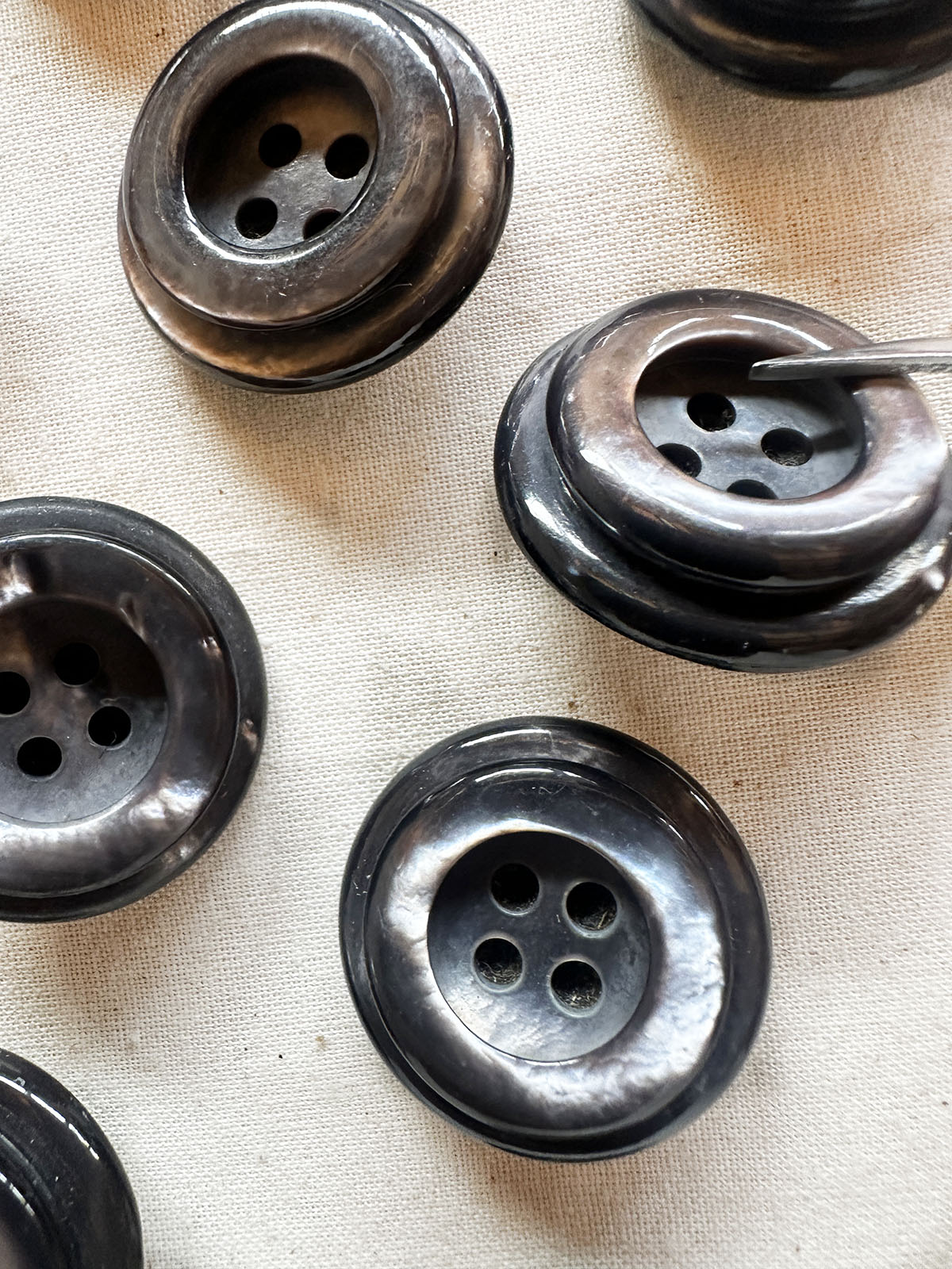 Vintage Italian Wine Shell Chunky Buttons - Charcoal