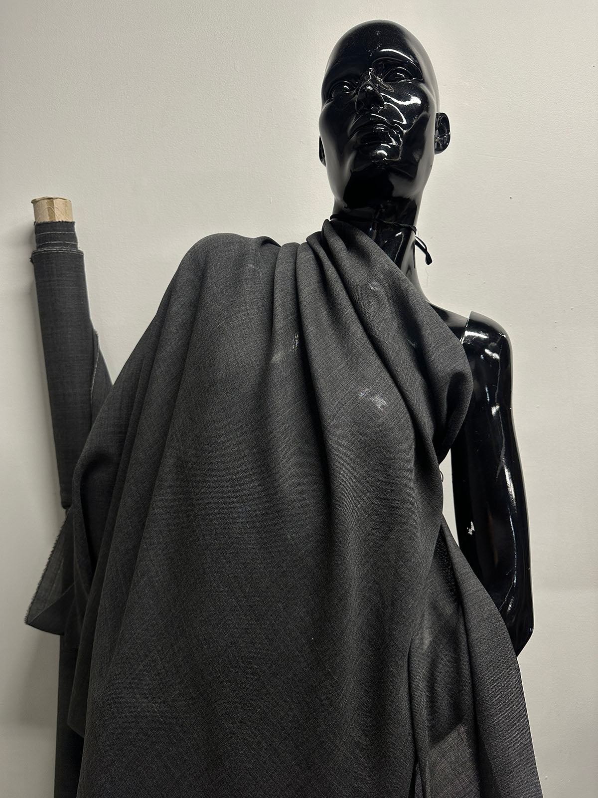 Charcoal Melange Wool Gauze