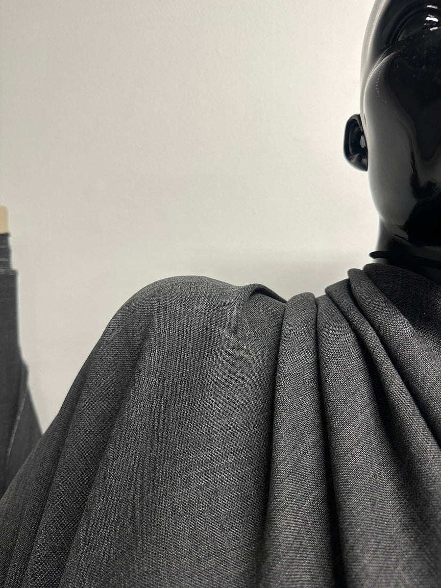 Charcoal Melange Wool Gauze