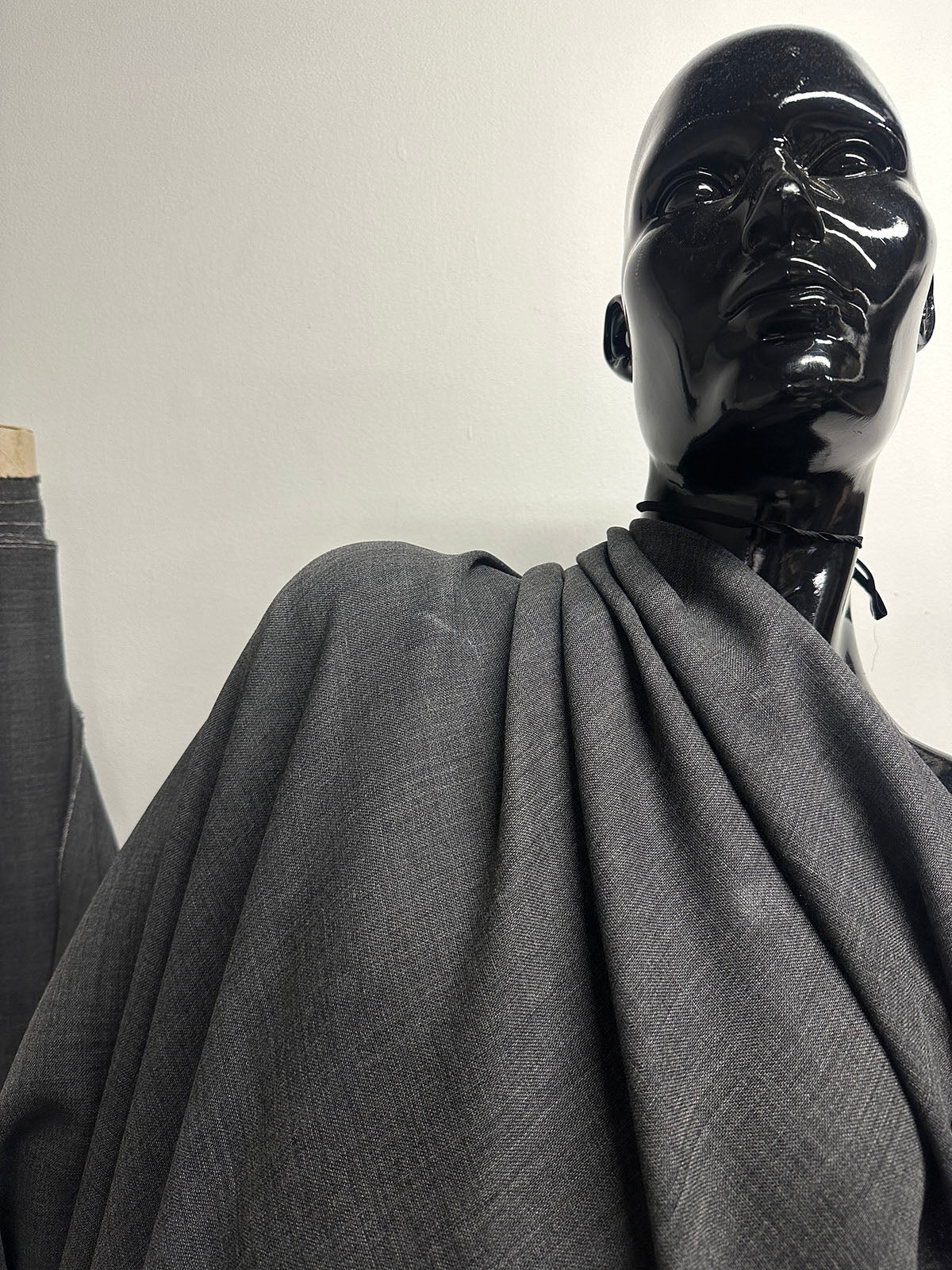 Charcoal Melange Wool Gauze