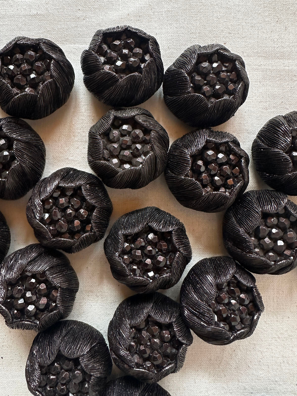 Vintage Italian Hand Finished Molten Flower Buttons