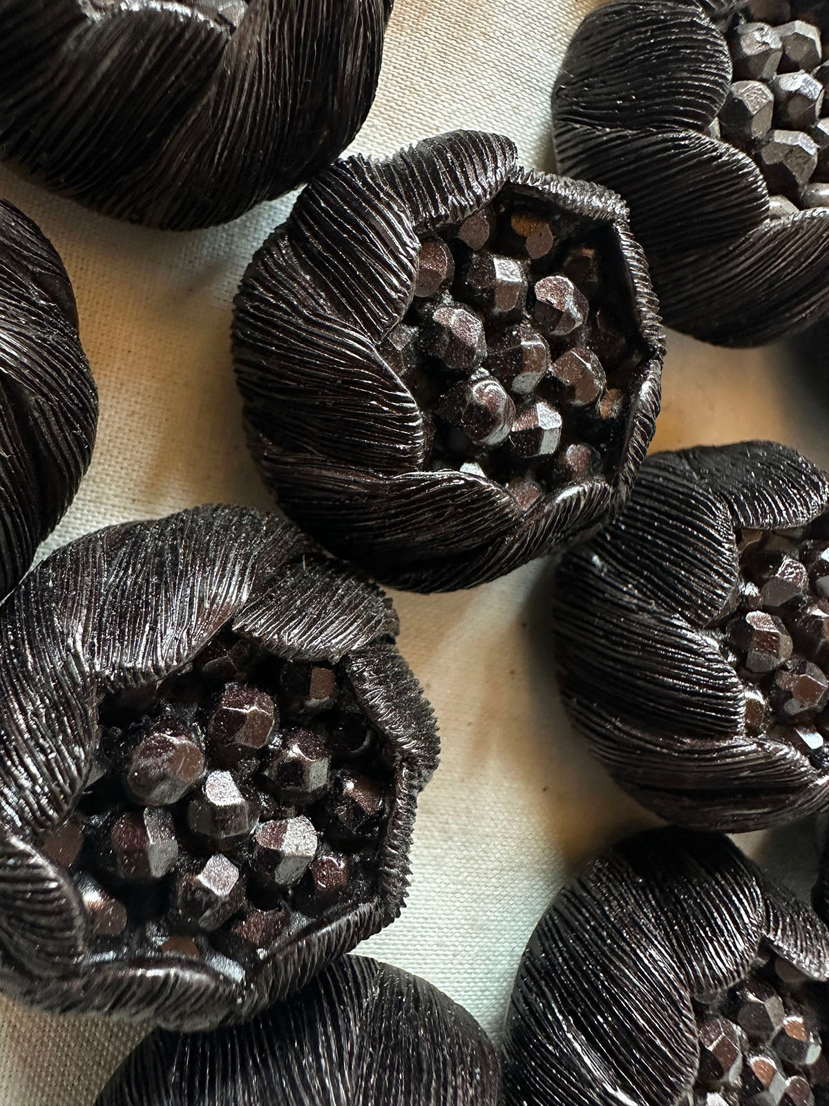 Vintage Italian Hand Finished Molten Flower Buttons