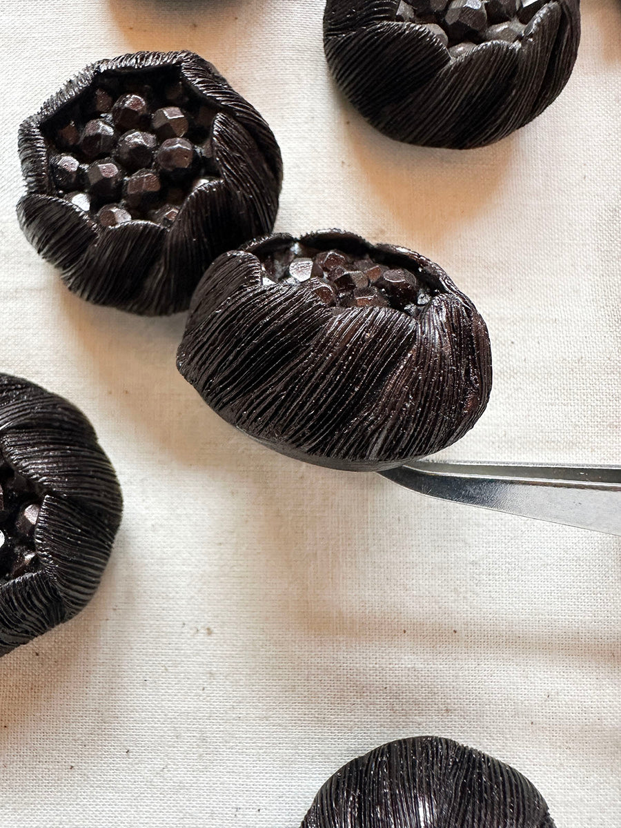 Vintage Italian Hand Finished Molten Flower Buttons