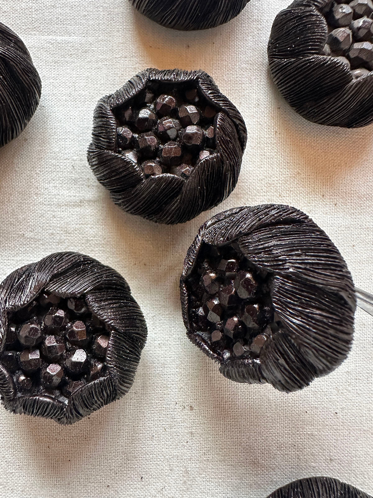 Vintage Italian Hand Finished Molten Flower Buttons