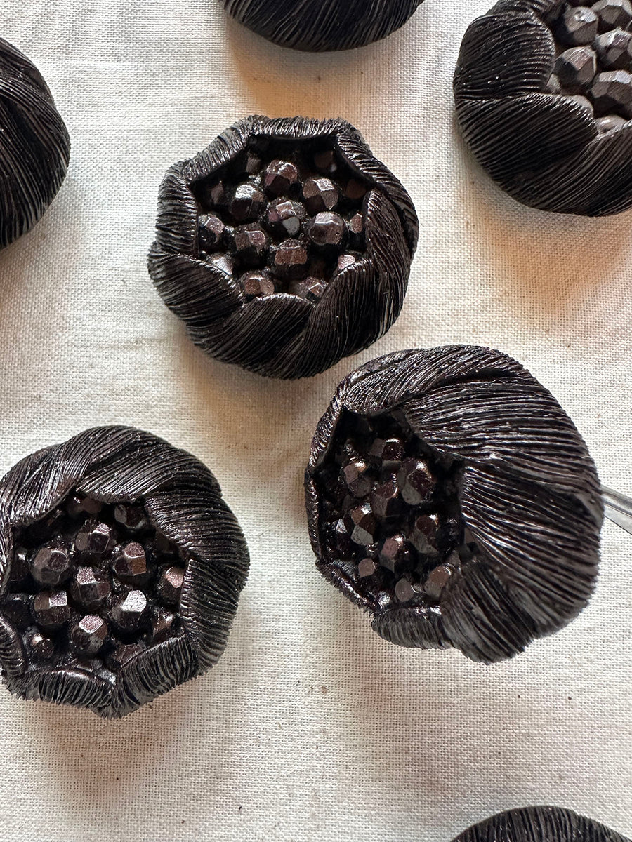 Vintage Italian Hand Finished Molten Flower Buttons