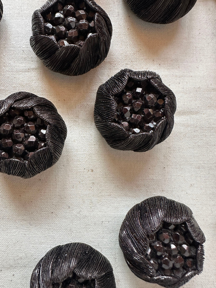 Vintage Italian Hand Finished Molten Flower Buttons