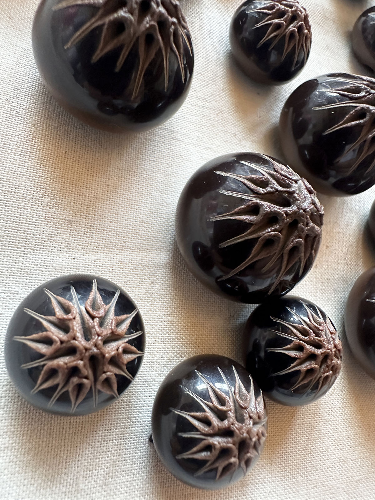 Vintage Italian Hand Finished Thistle Pod Buttons