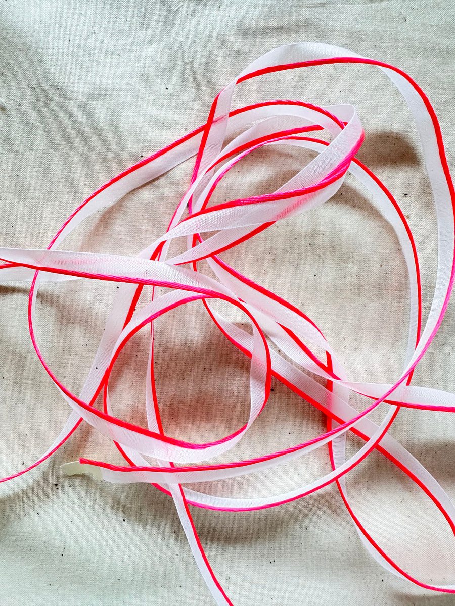 Neon Pink Satin Piping For White Shirts