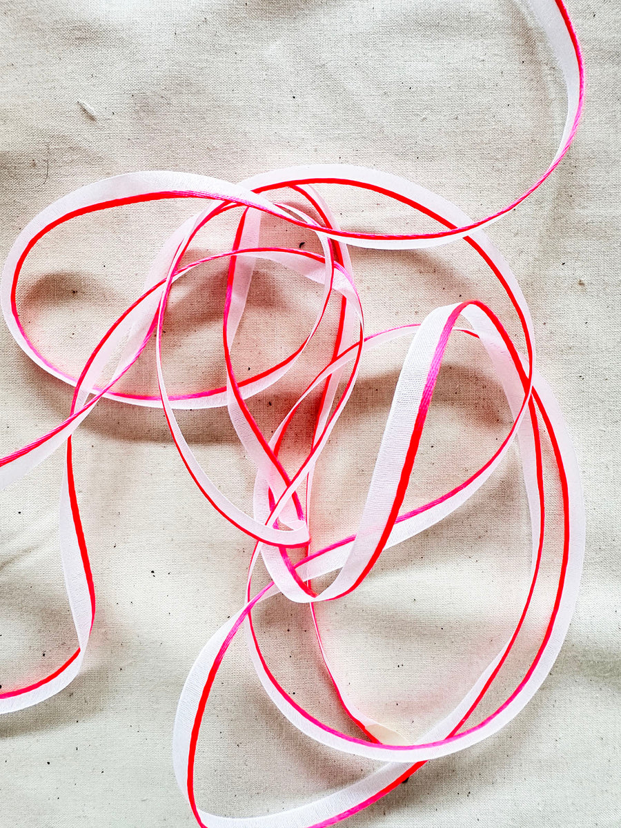 Neon Pink Satin Piping For White Shirts