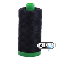 Aurifil 40wt Black Cotton Thread Large Spool 1422 Yards